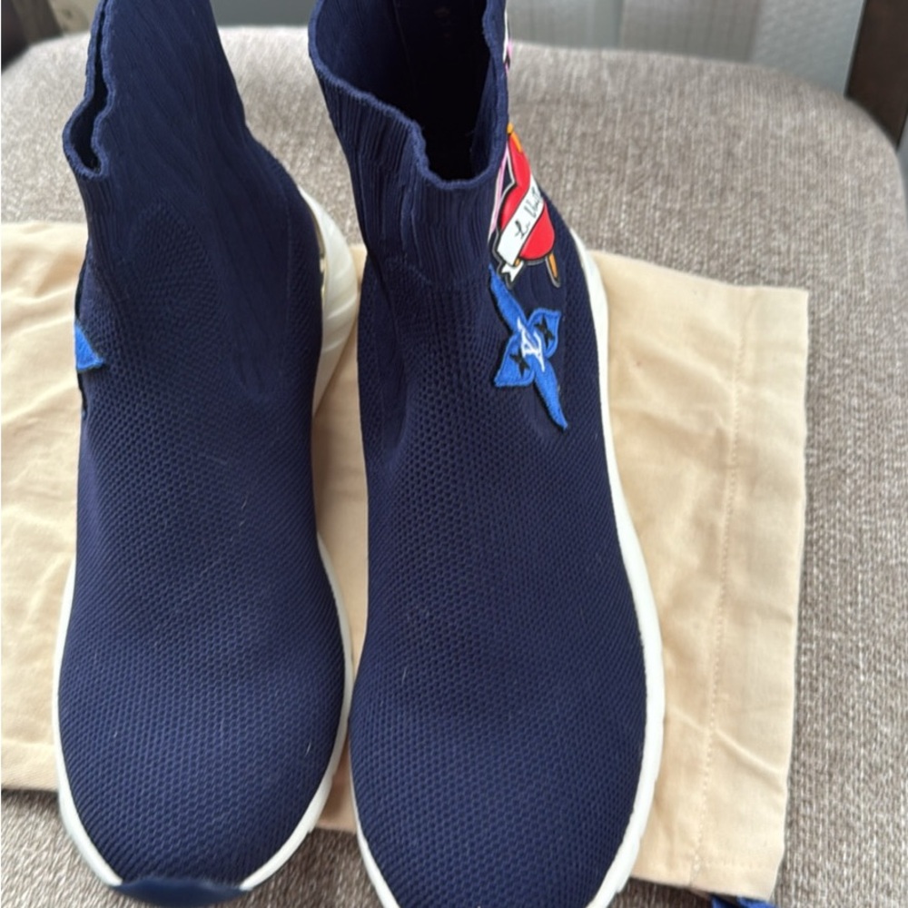 Louis Vuitton Navy Blue Sock Sneakers- pre loved 8 1/2